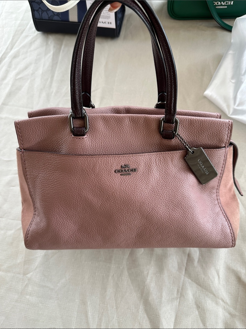 Coach colorblock mixed leather satchel